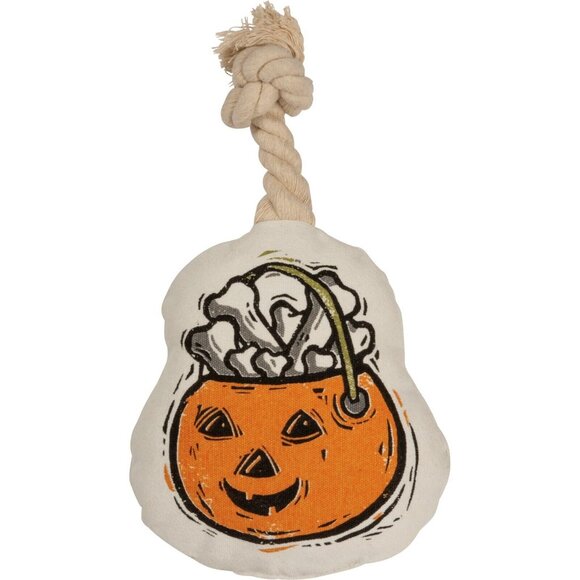 Dog Toy Jack O' Lantern Rope Squeaky Medium to Large Size Dog Halloween Canvas - Picture 2 of 2